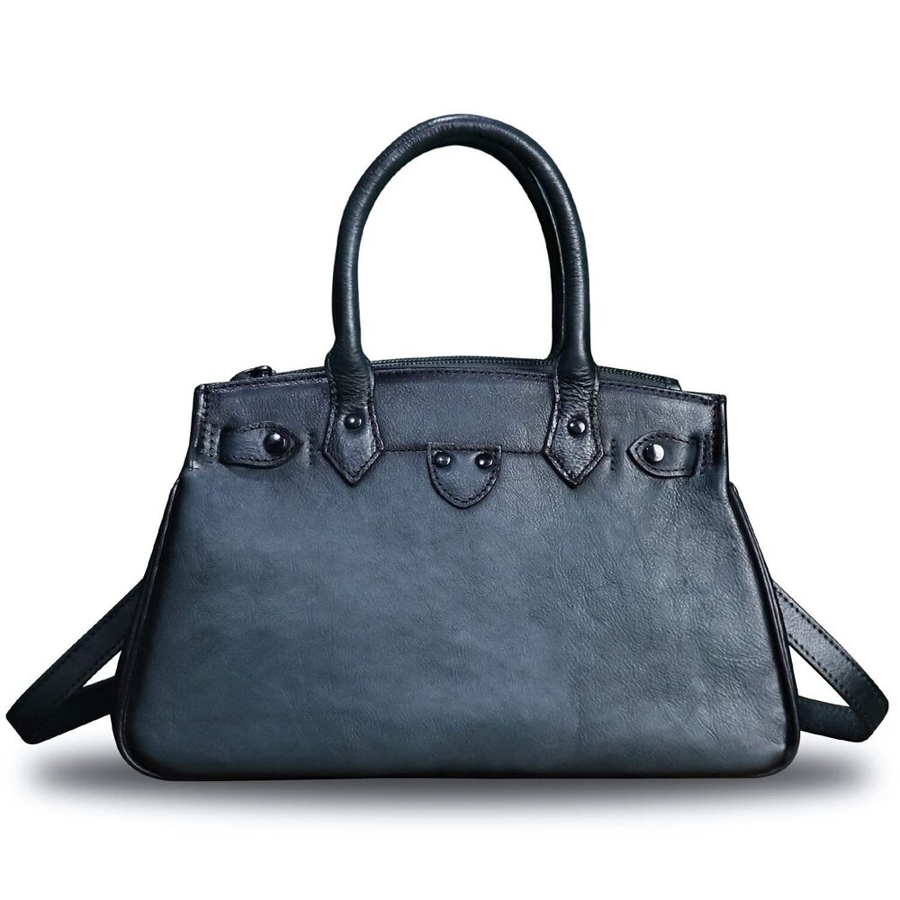 6153 Leather Top Handle Handbag Purse Handmade Retro Crossbody Satchel